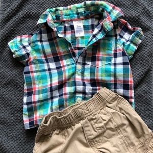 Carters 3M plaid shirt/shorts set